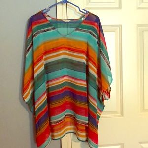 Sheer multicolored poncho